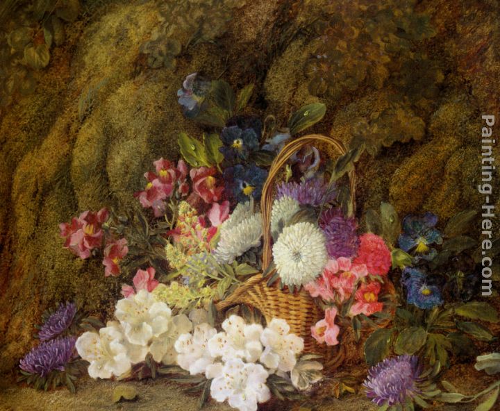Still life with a basket of flowers painting - Vincent Clare Still life with a basket of flowers art painting